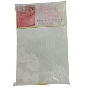 ROYALTY DAMASK IVORY COTTON BLEND 70" ROUND DAMASK TABLECLOTH Floral New